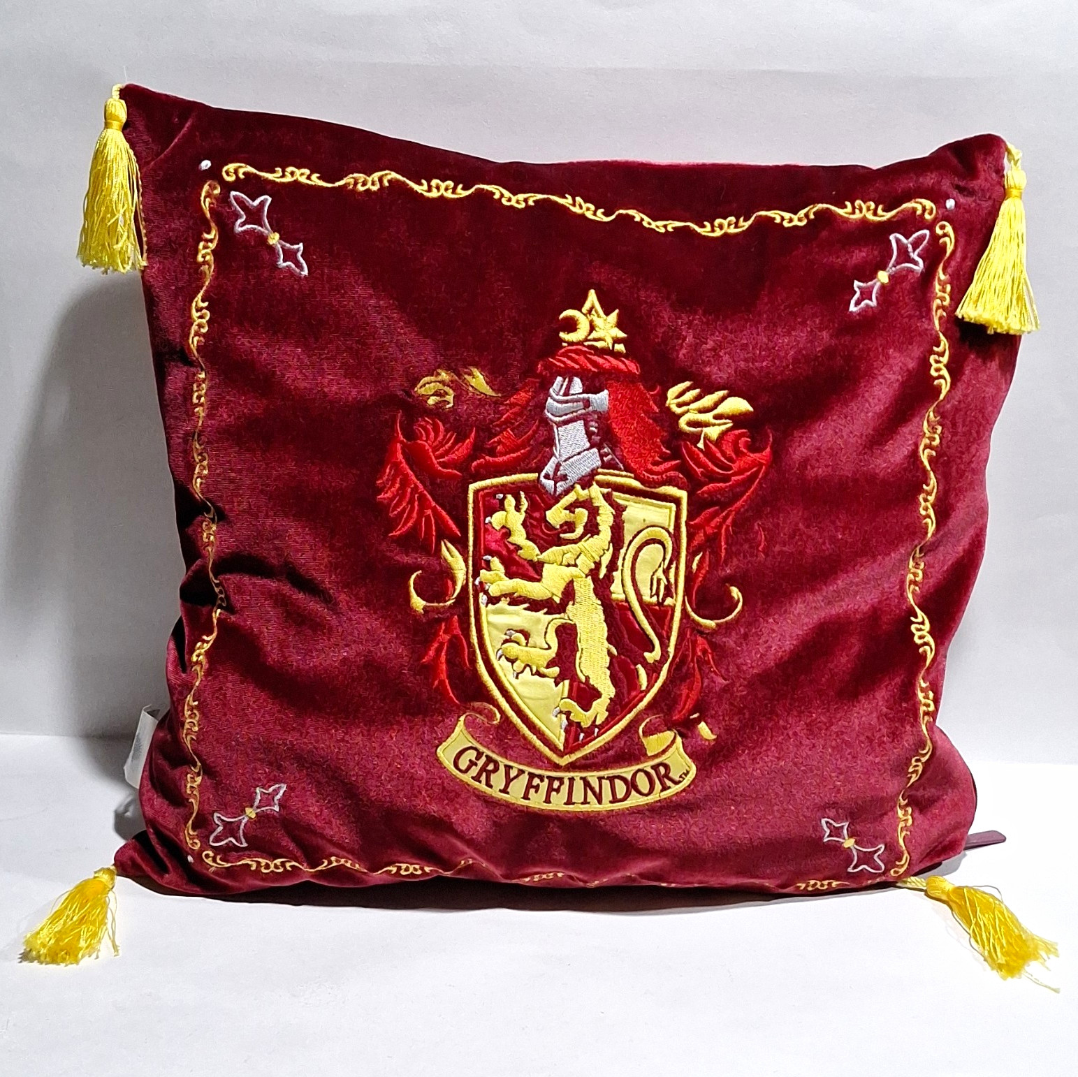 The Noble Collection Harry Potter Gryffindor Embroidered Tassel Pillow 16x16