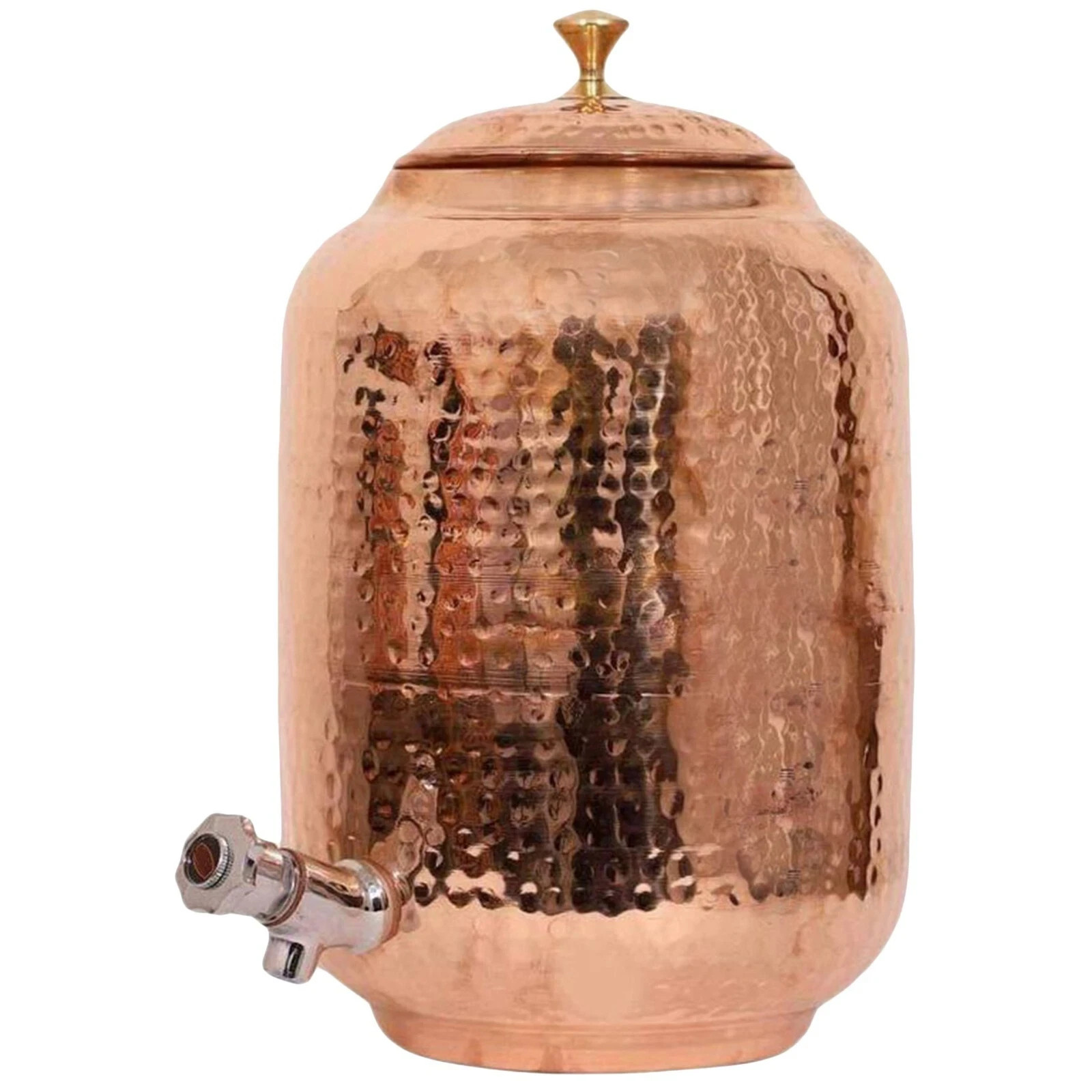 100% Pure Copper Water Dispenser Hammered Water Pitcher Container Pot 16 Litre