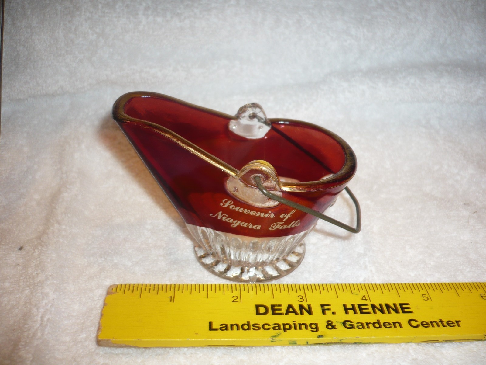 Antique EAPG Ruby Red Flash Glass Coal Bucket -  niagara falls souvenir free sh