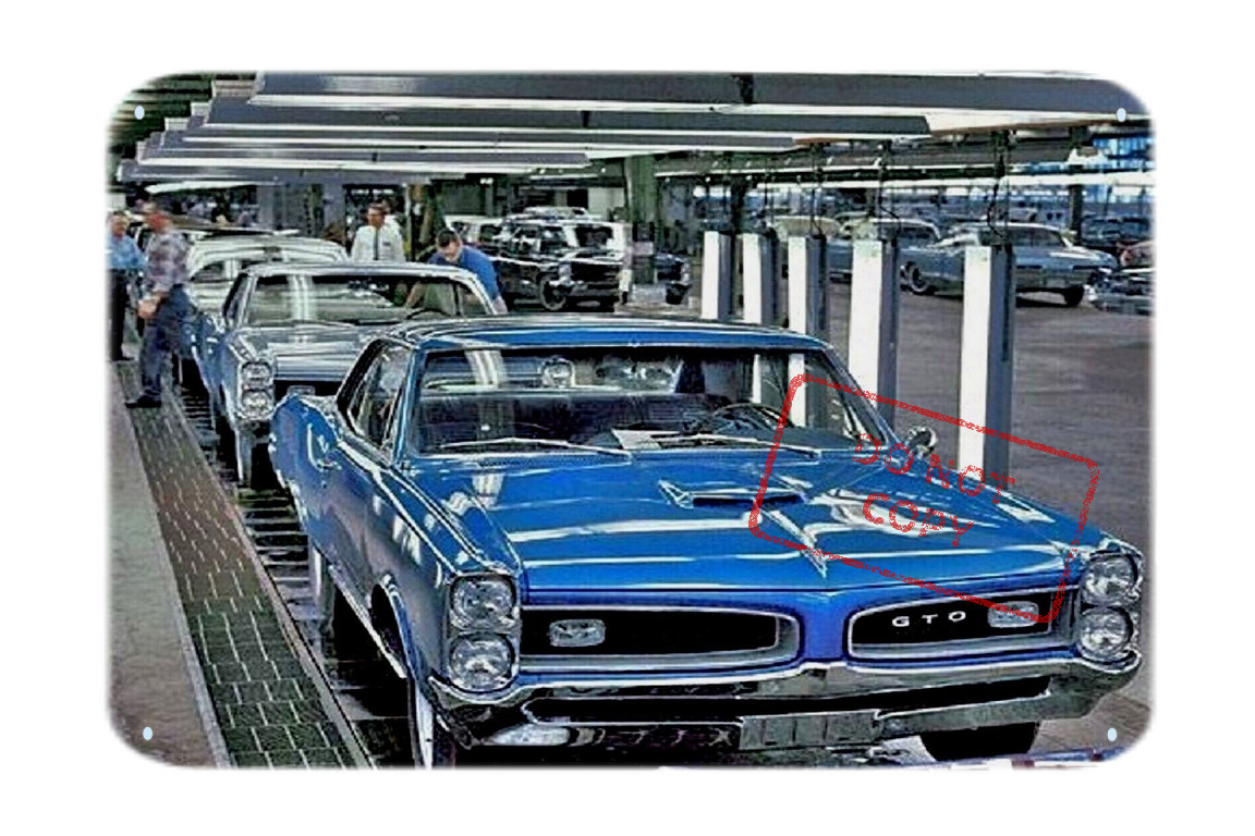 1966 PONTIAC GTO Factory ASSEMBLY Classic Car Retro Aluminum 8x12 Metal Sign