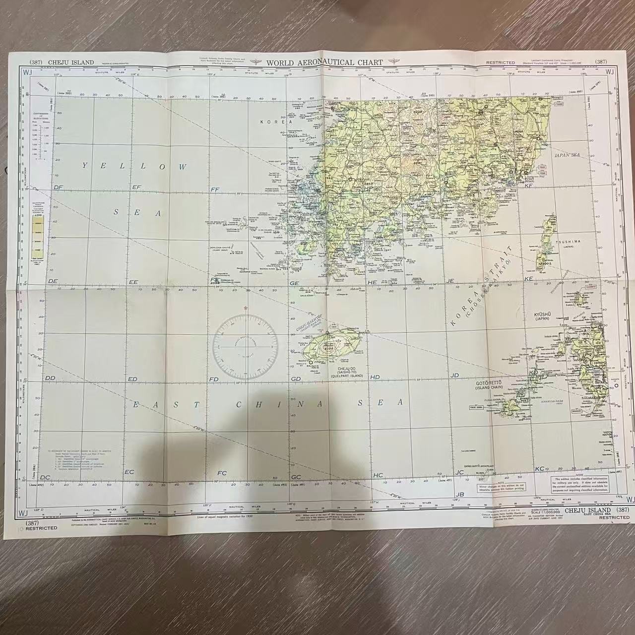 1951 Korean War Cheju Jeju Island Pusan Restricted World Aeronautical Chart 387