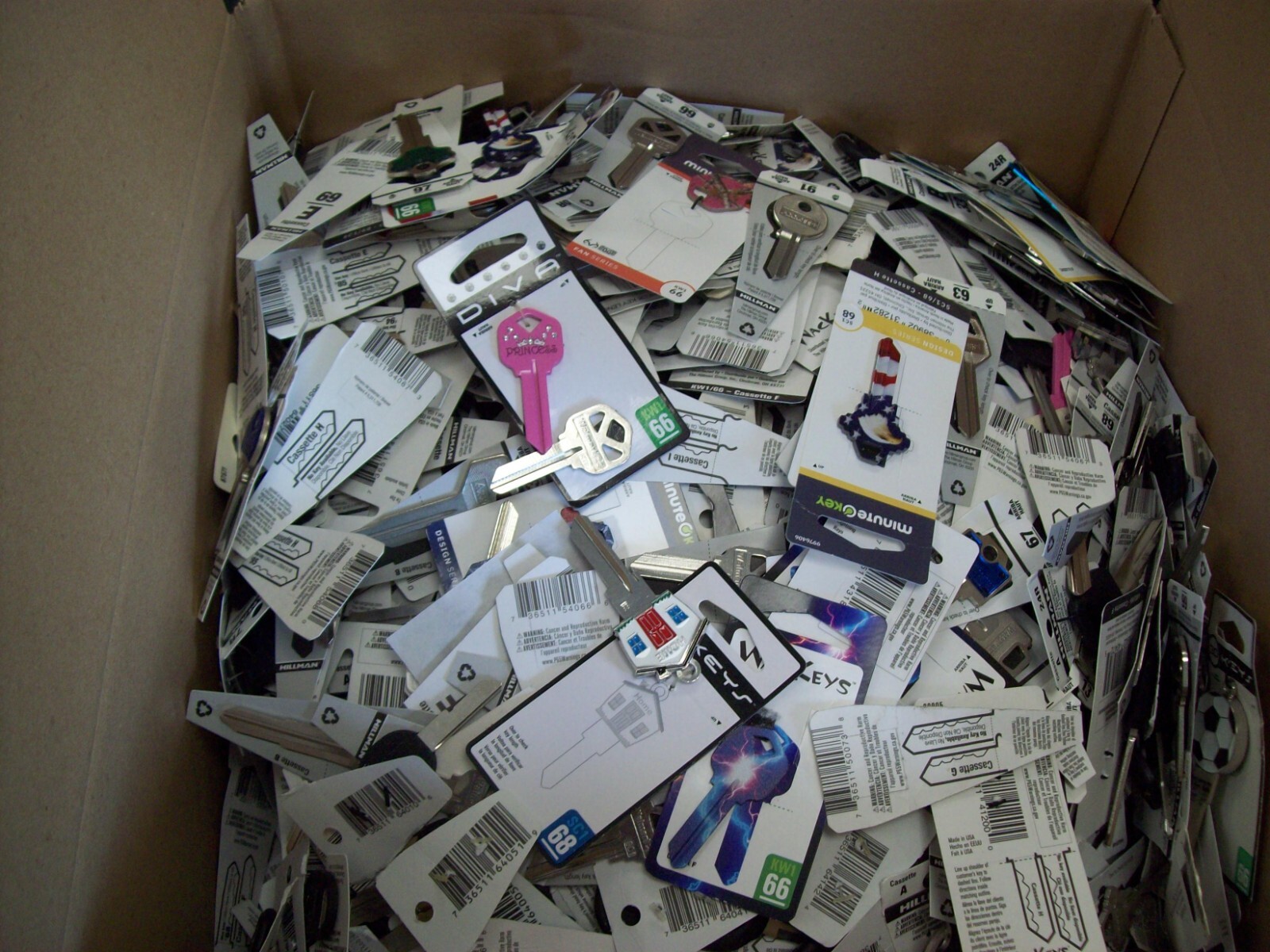 New lot of Hillman Key Blanks 30lb box over1200keys assorted.
