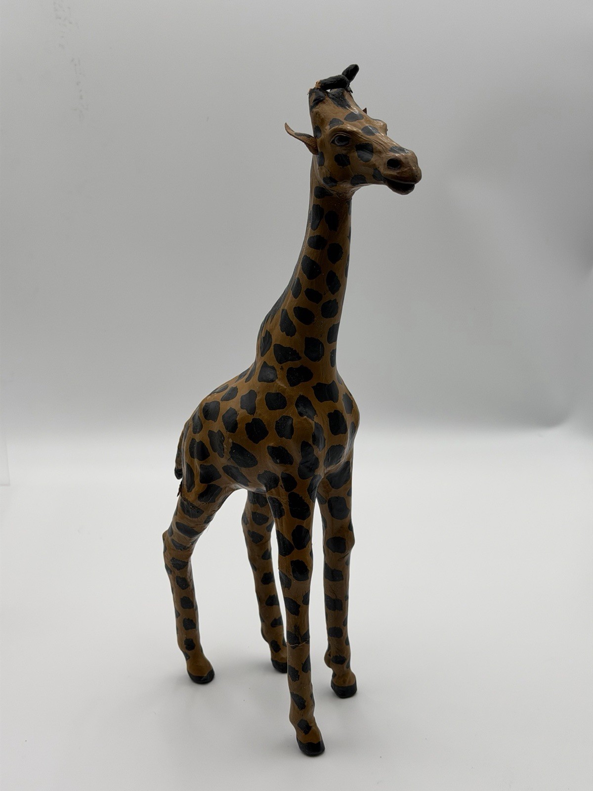 Vintage Leather Wrapped Giraffe sculpture