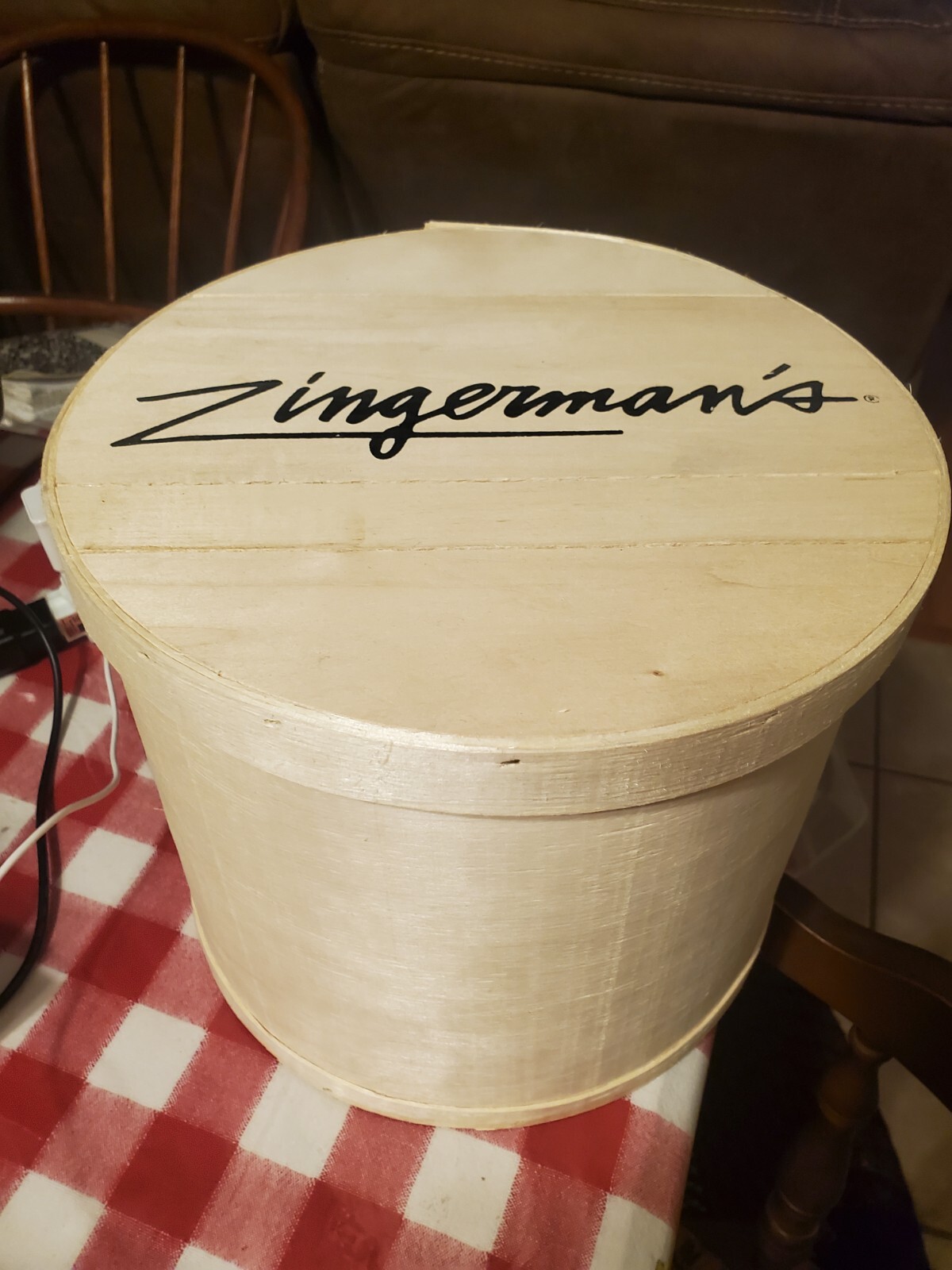 ZINGERMAN'S  ROUND WOODEN CHEESE BOX PINE WOOD 11