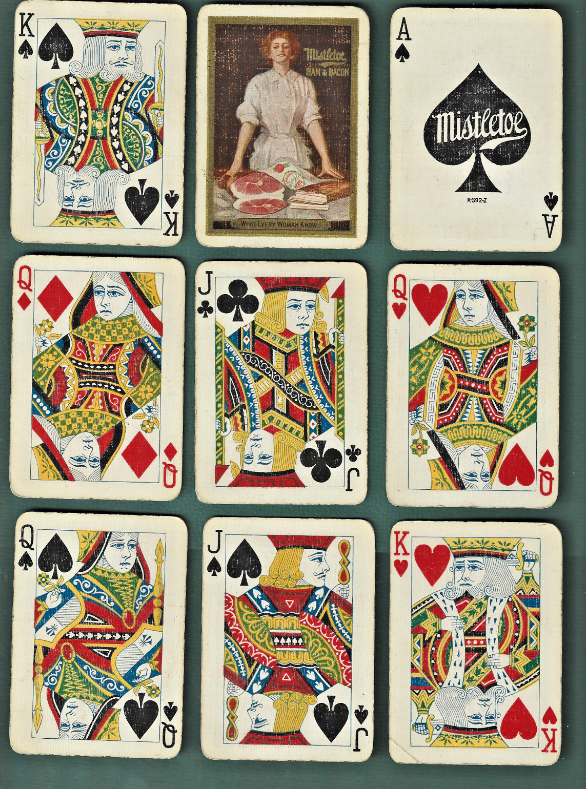 Rare 1910 Advertising Playing Cards  MISTLETOE Brand Ham & Bacon  CHICAGO  52/52