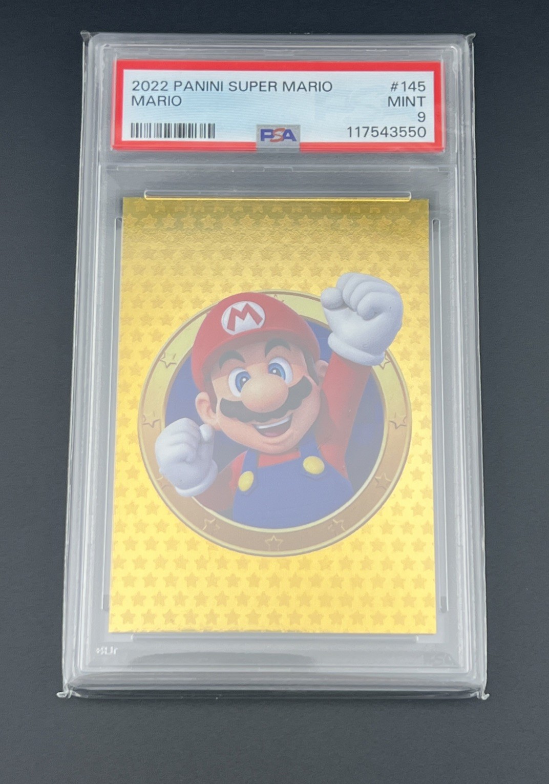 2022 Panini Super Mario Mario  (#145) Golden Card PSA Graded 9 Mint