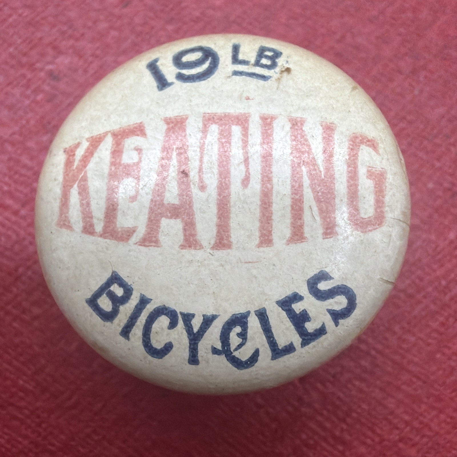 Antique 1890s KEATING BICYCLES 19 LB Celluloid Advertising Lapel Stud Button Pin