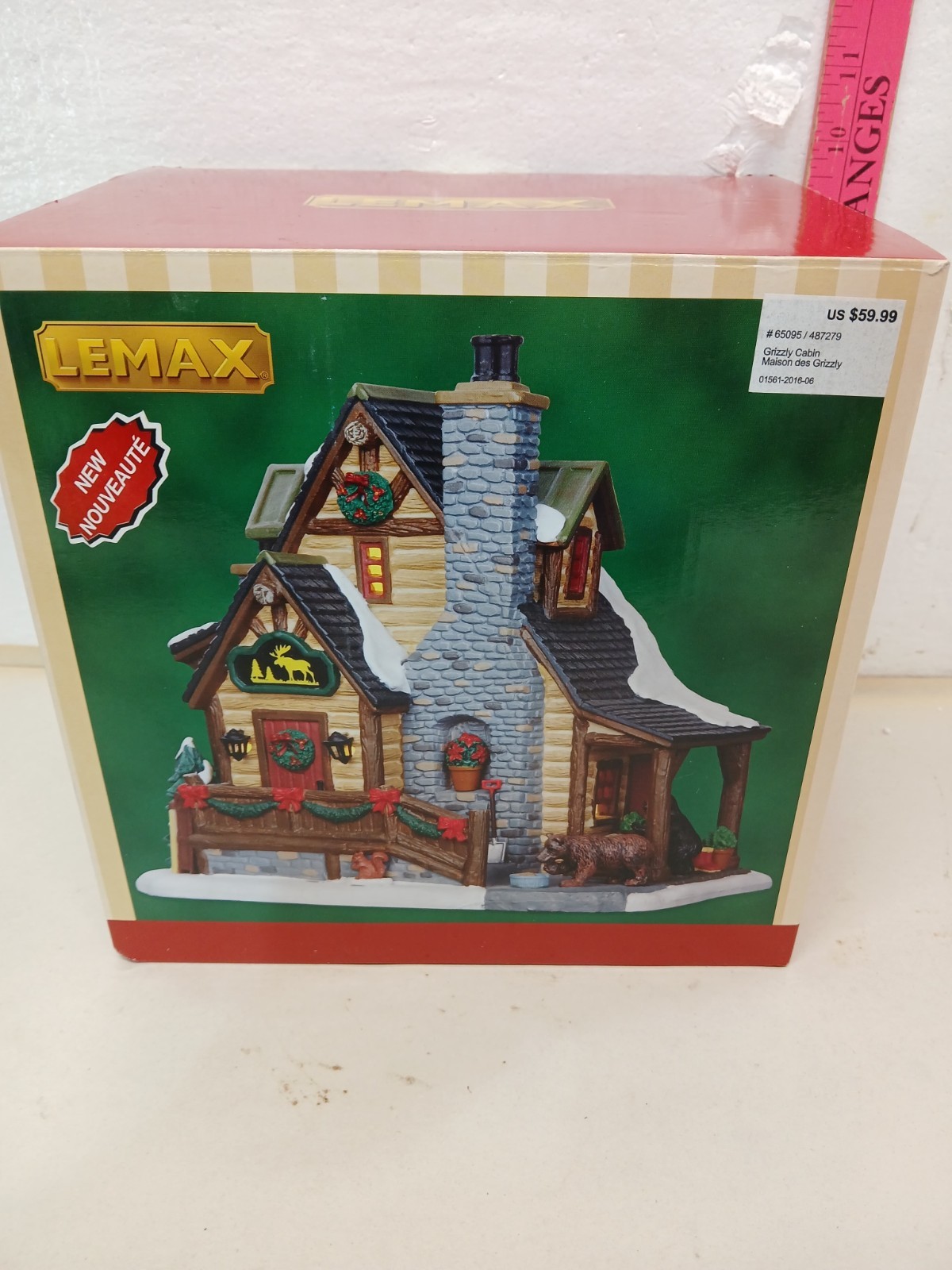 Lemax Grizzly Cabin 65095 Lighted Christmas Village 2016 NOS Open Box
