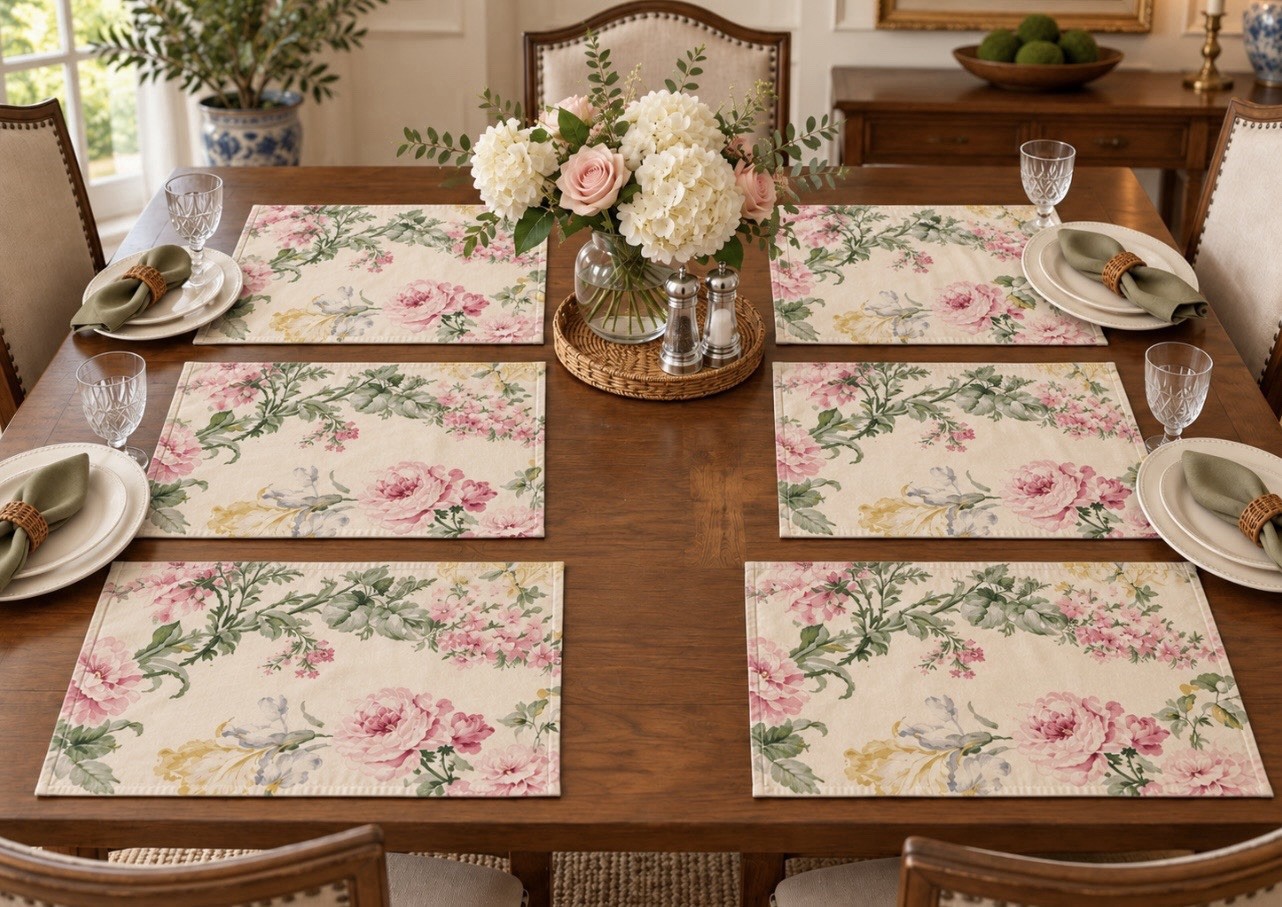 Vtg Ralph Lauren Home Set 6 Placemats Napkin Guinevere? Floral Table Kitchen NEW