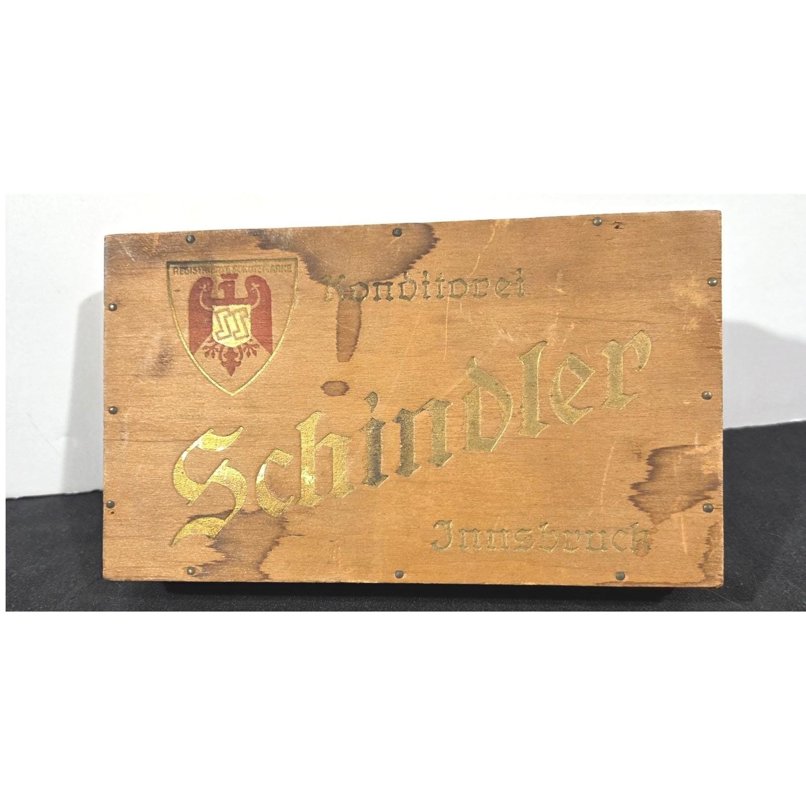 Vintage Konditorei Schindler Innsbruck Wooden Box Lourie & Co Wien Austria