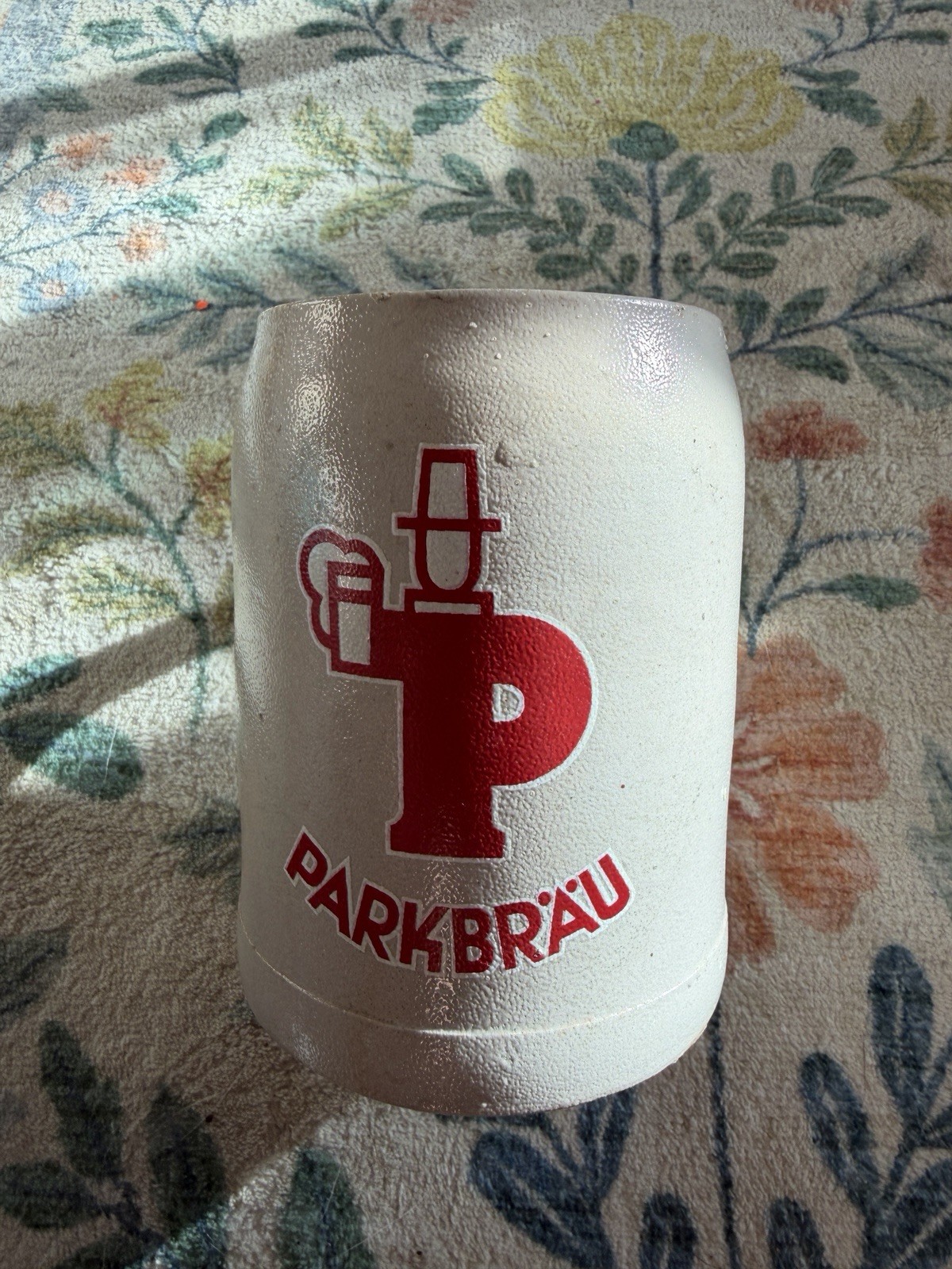 Parkbräu Ceramic Stoneware Salt Glazed German Beer Stein ½L 5” Tall 3½” Dia VTG