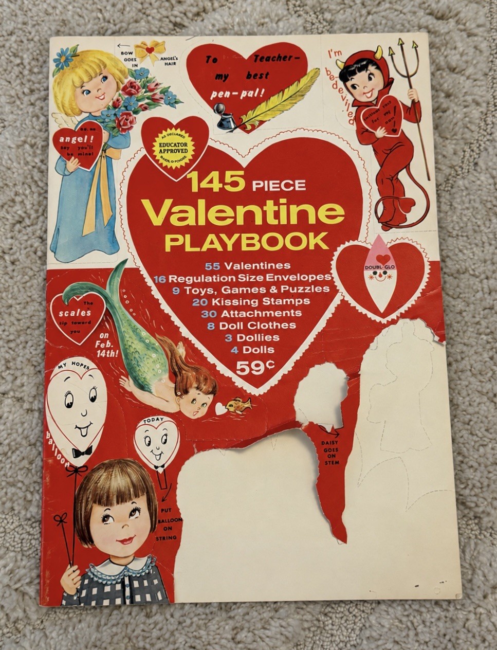 Vintage 1950s Doubl Glo Valentine Playbook 145 Piece Paper Dolls Cards Ephemera