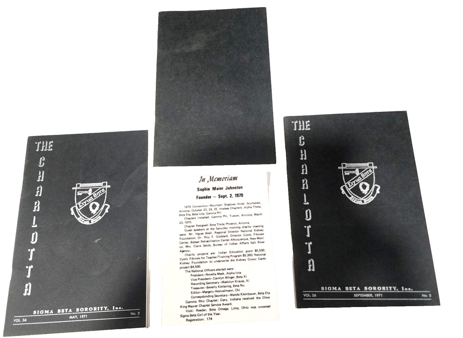 Sigma Beta Sorority Vtg The Charlotta Booklet Lot 3pc 1970 1971 Founder Memorial