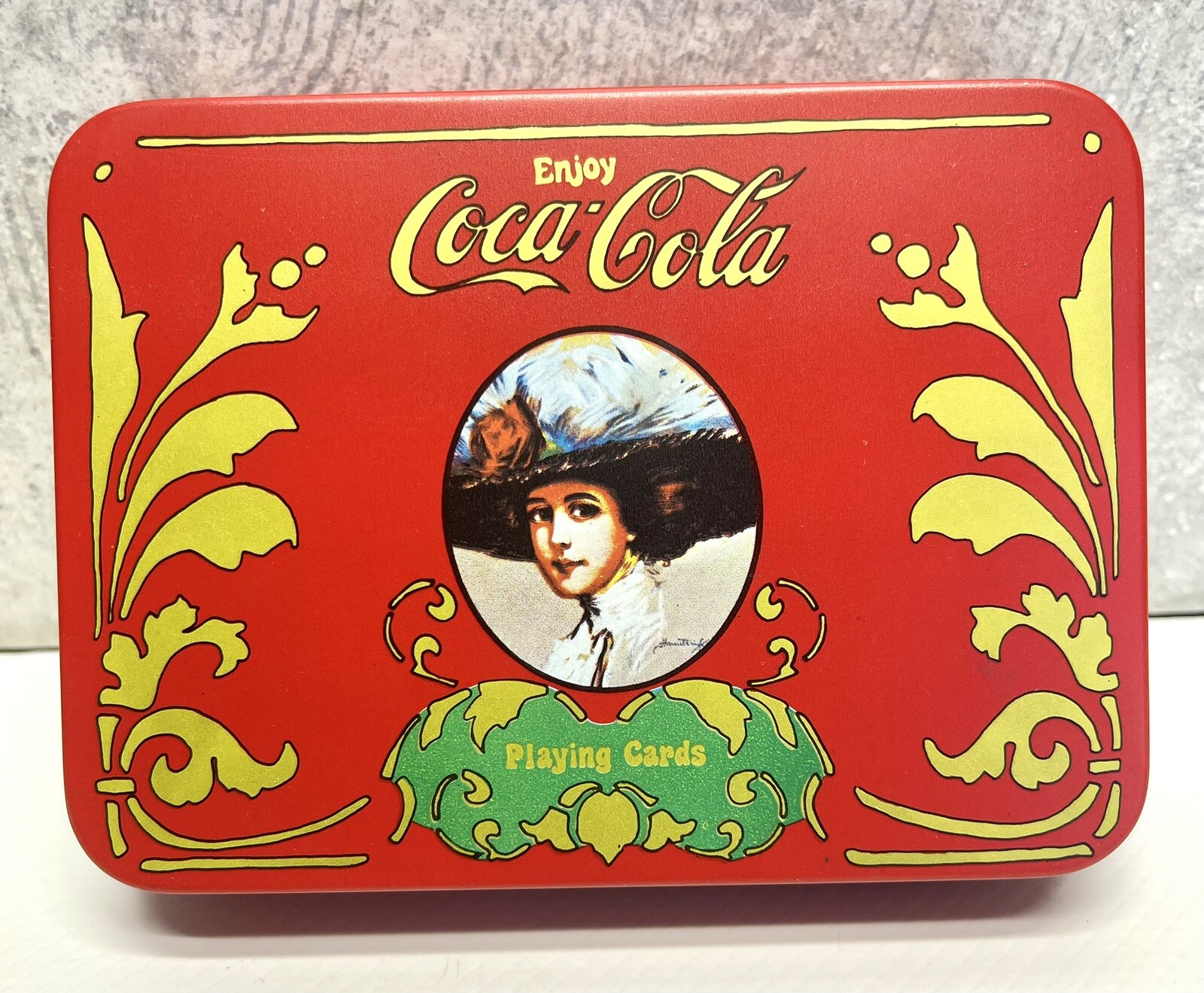 Vintage Classic Old Fashioned Coca Cola Tin Playing Card Box Set Sealed J.N.S.Y