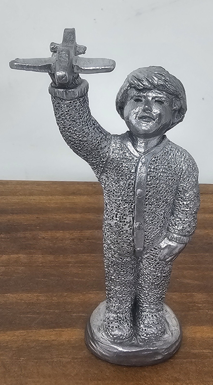 Vintage 1998 Michael Ricker Pewter Boy With Airplane Figurine 3.75\