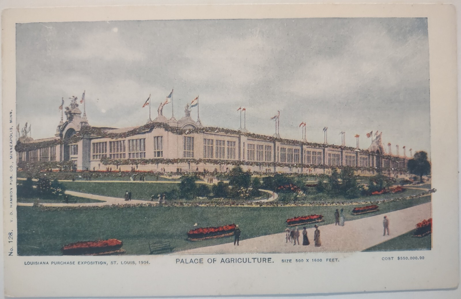 Vintage Palace of Agriculture Louisiana Purchase Expo St Louis Postcard Glitter