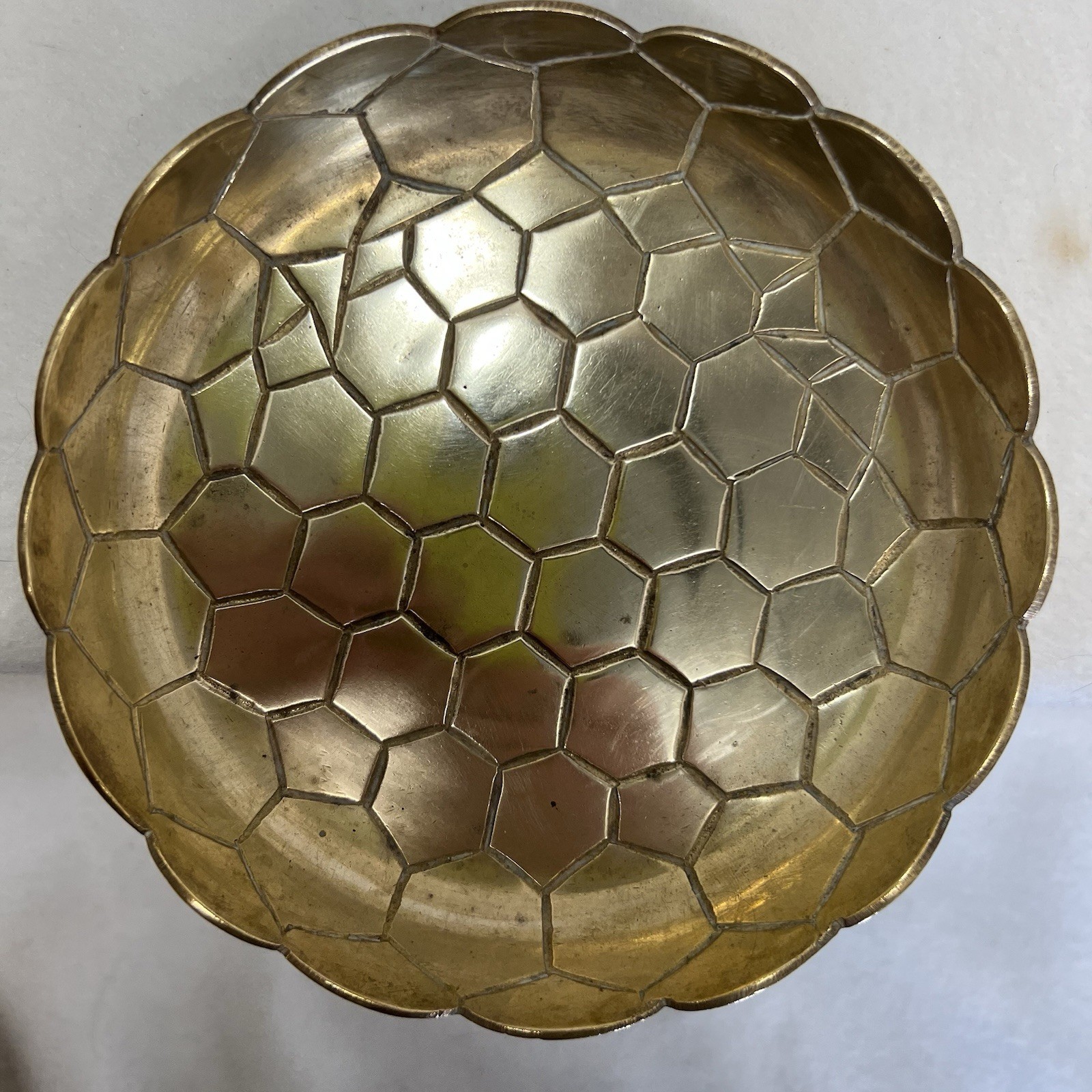 Vintage 1960s SOLID BRASS ASHTRAY-INDIA  5-1/2\