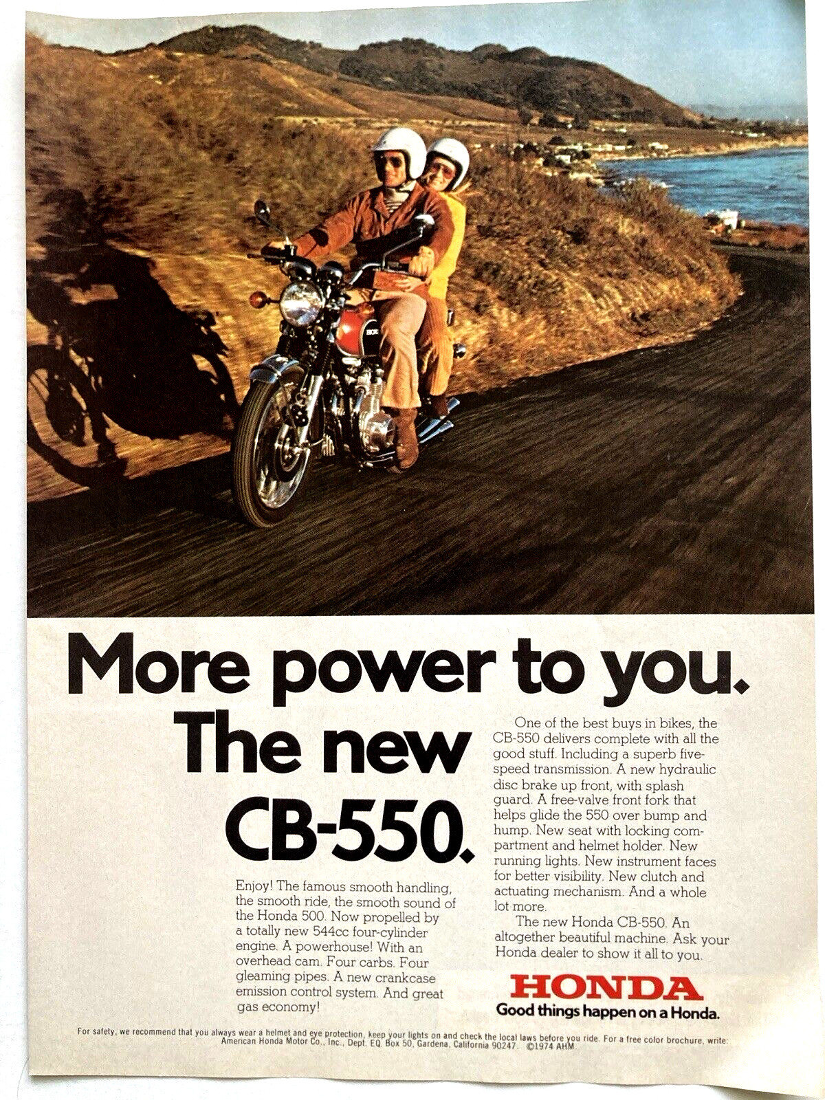 1974 Honda CB-550 Motorcycle Print Ad