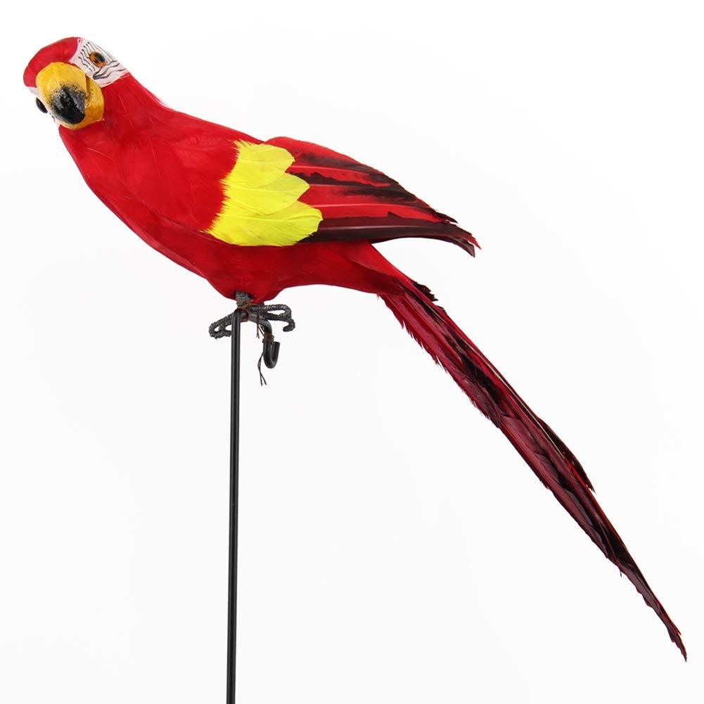 LWINGFLYER Large Red Parrot Lifelike Bird Figurine 17.8inch/45cm Small,