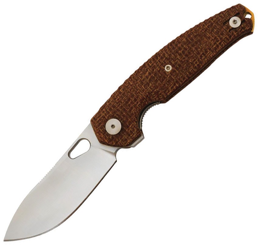 GiantMouse Ace Jagt Linerlock Brown Burlap Micarta Folding Elmax Knife 12986