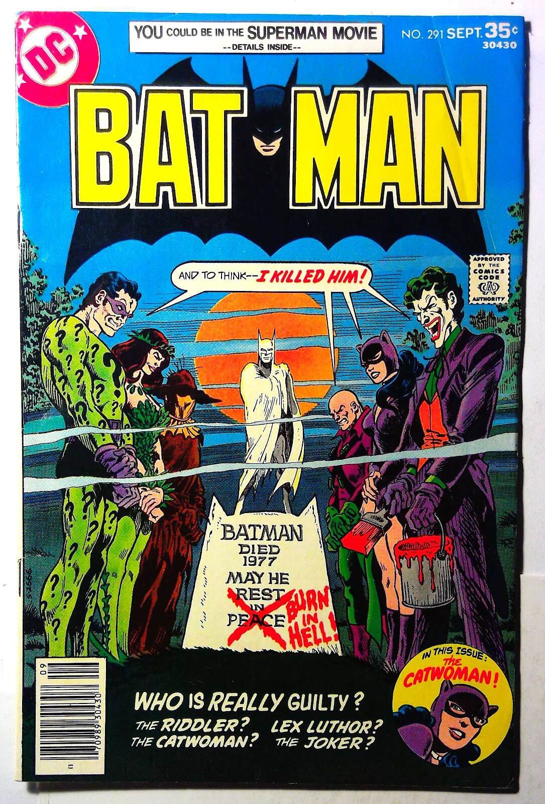 Batman #291 1977 DC Key Jim Aparo Joker Catwoman Poison Ivy Riddler Comic Book