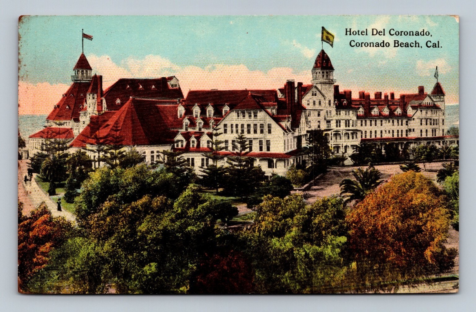 Hotel Del Coronado 1912 Postcard, San Diego Panama-California Expo Stamp