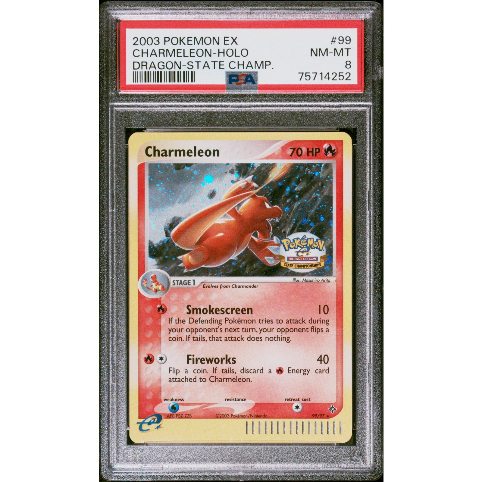 PSA 8 2003 POKEMON EX DRAGON #99 CHARMELEON-HOLO DRAGON-STATE CHAMP.