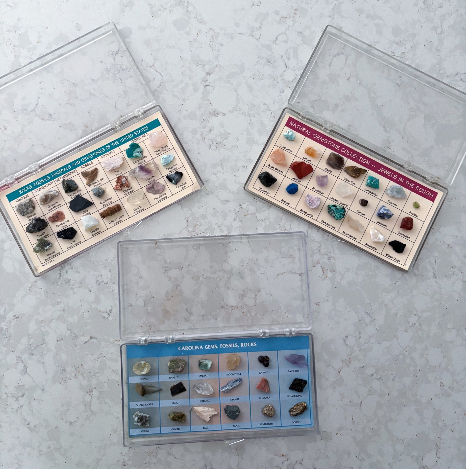 NORTH AMERICAN set of 3 Gemstone & ROCK COLLECTION 63 Specimens