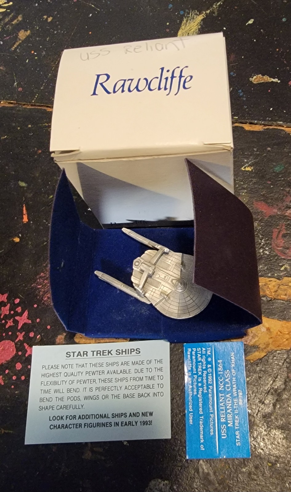 vintage 1991 Star Trek II: The Wrath of Khan U.S.S. Reliant (NCC-1864) Pewter