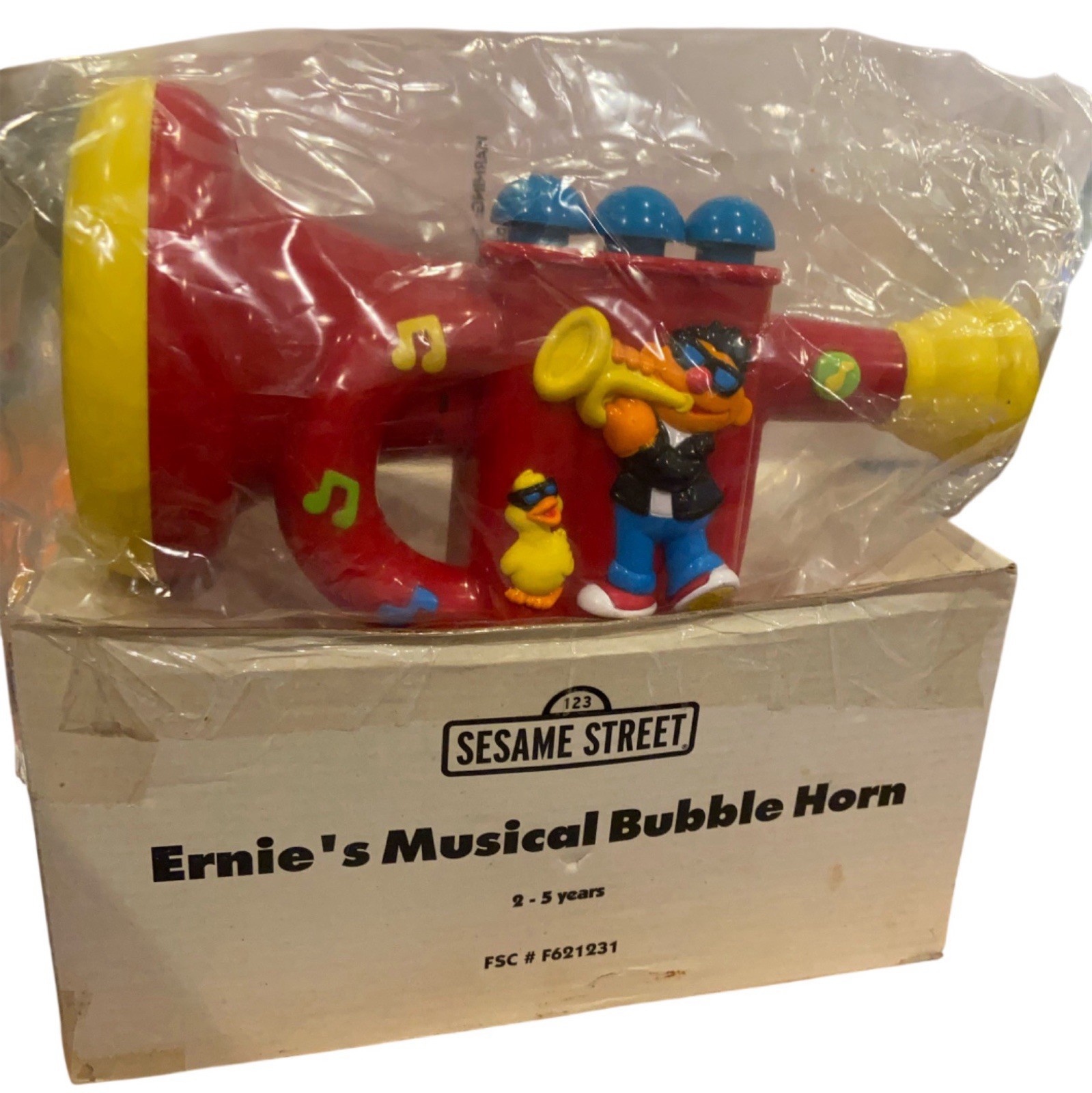 Vintage 2000 MATTEL Sesame Street Ernie Musical Bubble Horn Trumpet New 🎺