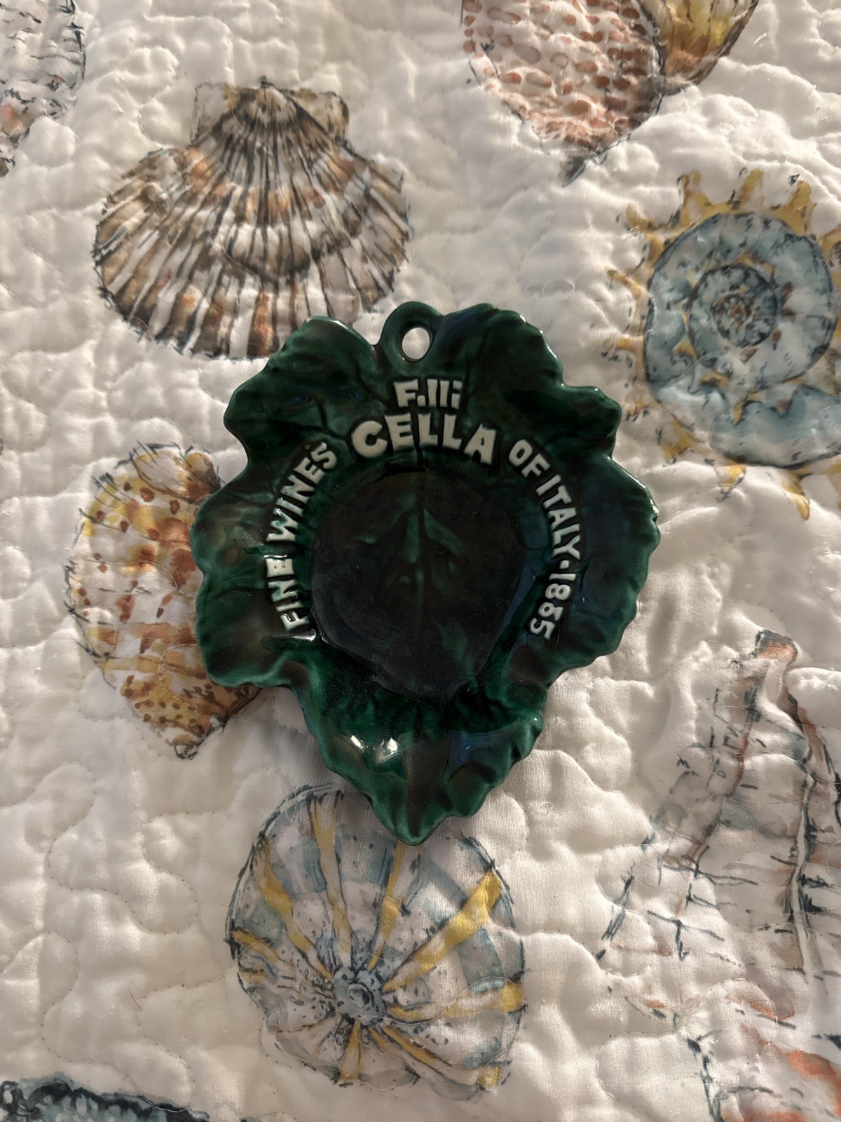 Vintage F.lli Cella Fine Wines of Italy Ceramic Leaf Dish Wall Hanging