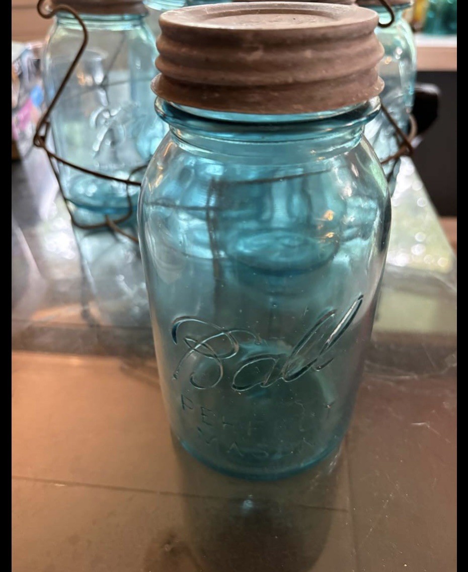 6 Rare 1923-1933 Antique Blue Aqua Ball Perfect Mason jar