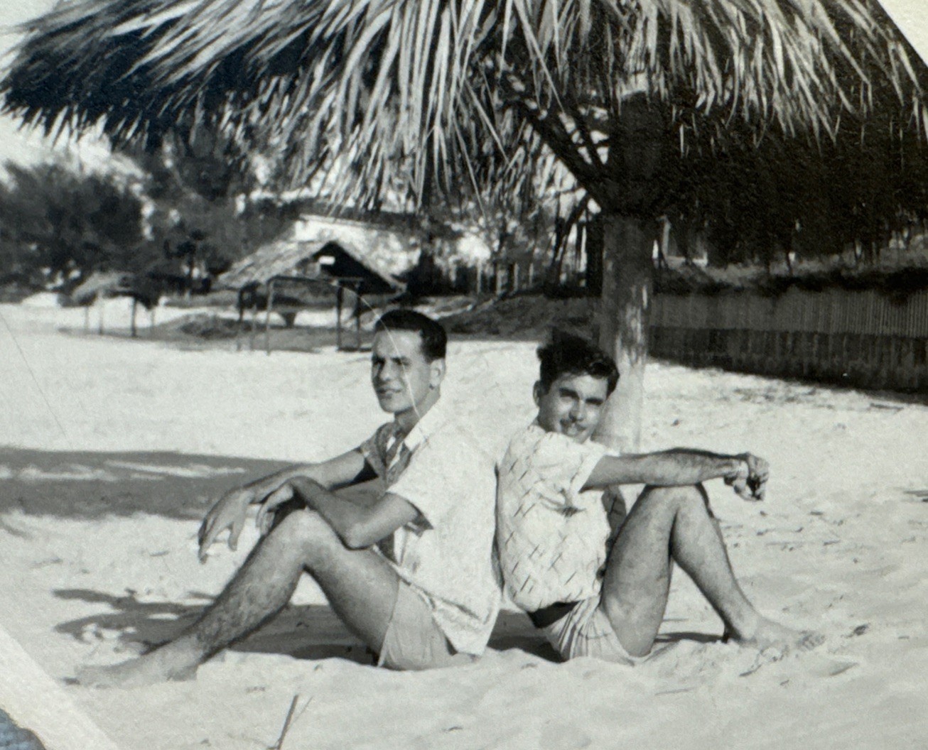 Vtg Photo 2 Handsome Young Men Sitting Back To Back At The Beach-Gay Int