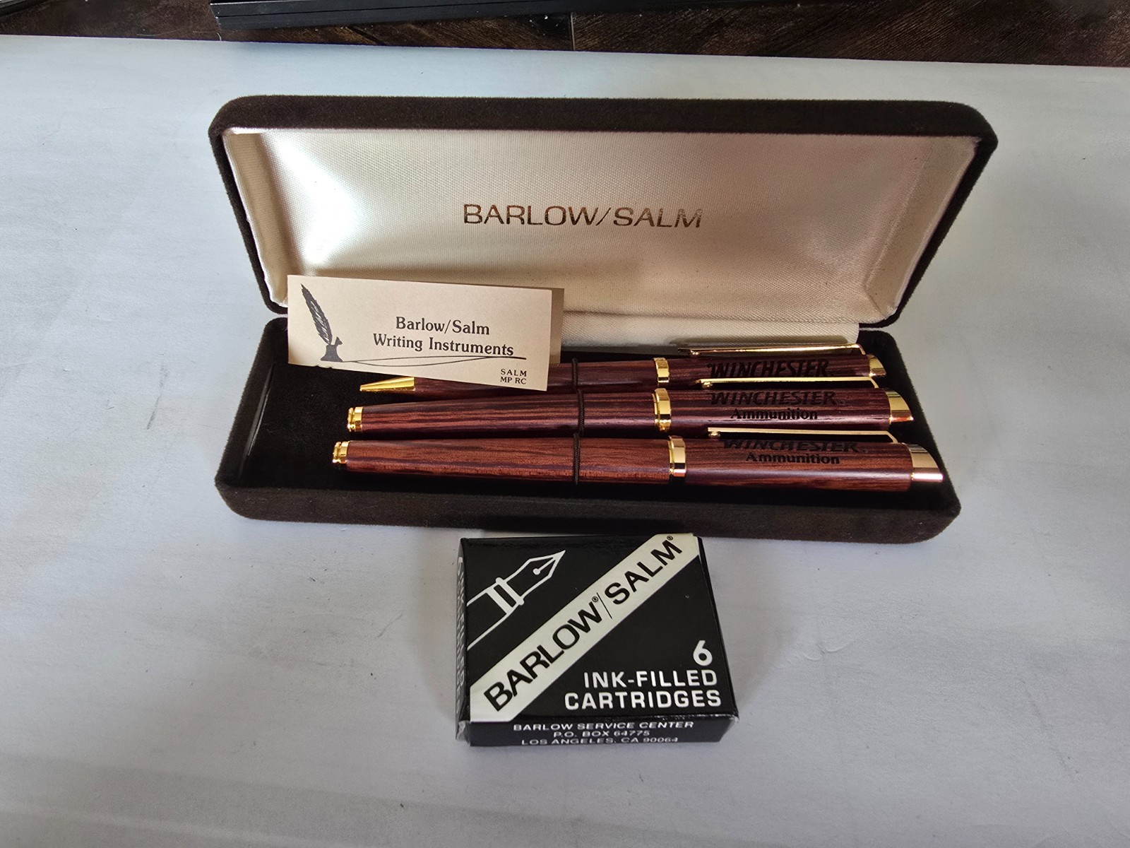 Vintage Barlow Salm Pens & Pencil Set Winchester Ammunition Salesman's Set