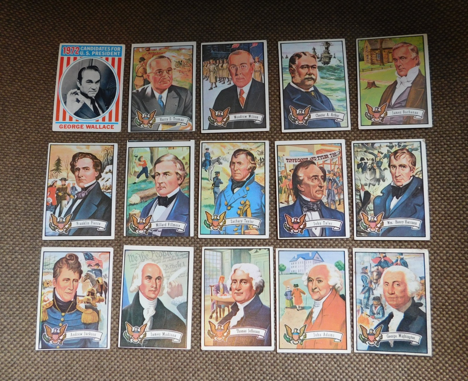 1972 Topps 15 Different Presidents Cards Lot