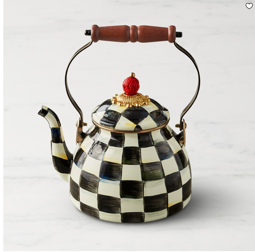 MacKenzie-Childs Courtly Check Tea Kettle Black White