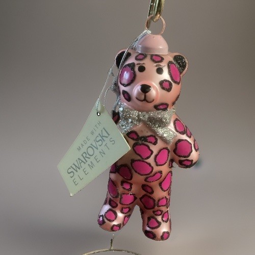 RARE Swarovski Crystals Ornament Pink Bear SIGNED SUSAN LUCCI 176/500 St Jude