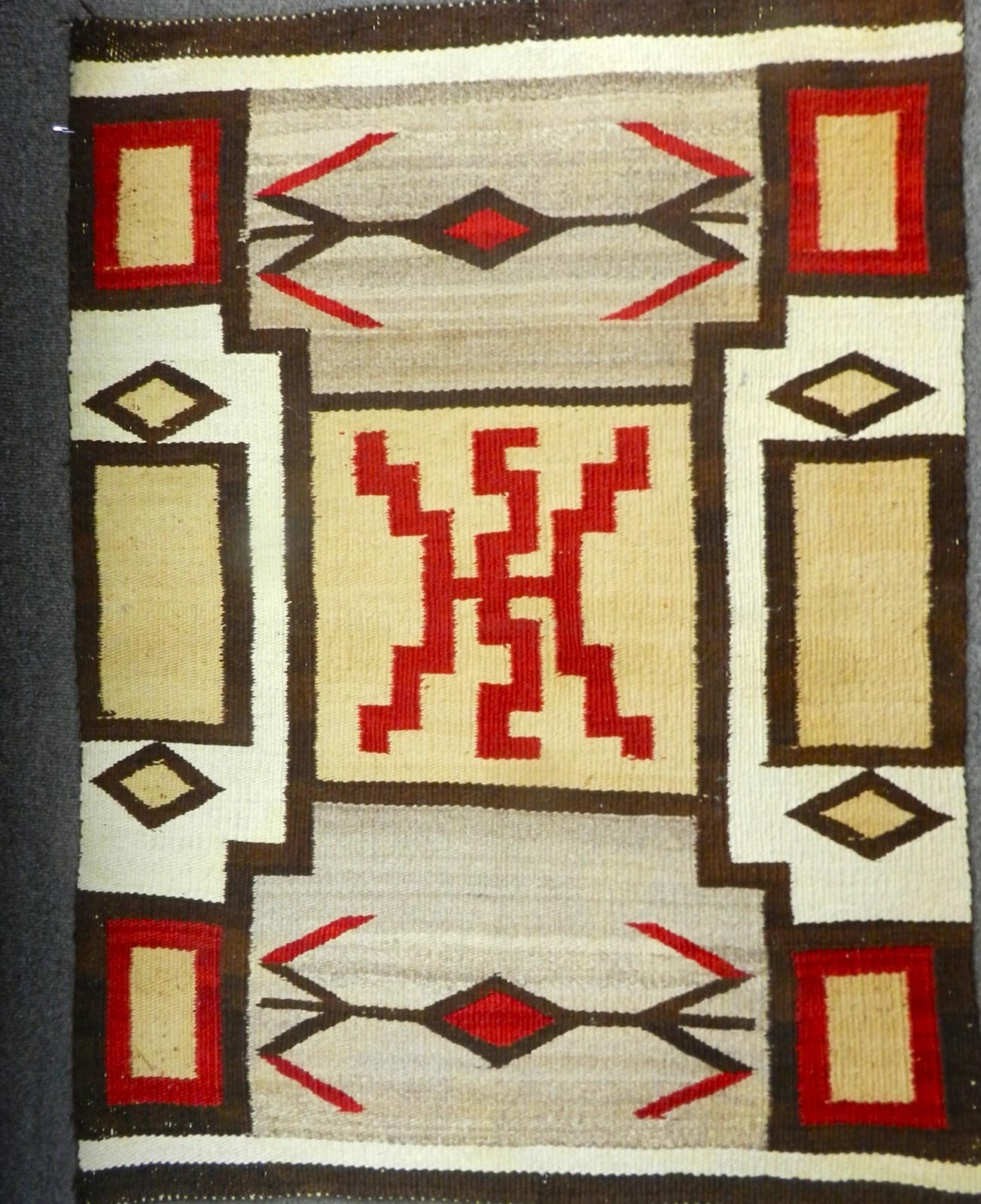 VTG NAVAJO JB MOORE STORM PATTERN WOOL RUG TEXTILE, WATRBUGS 41