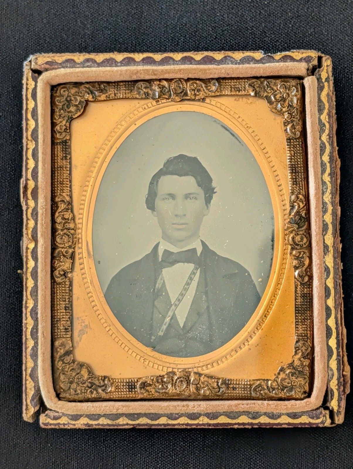 Ruby Glass Ambrotype Young Man c1860 Civil War Era Cased Portrait