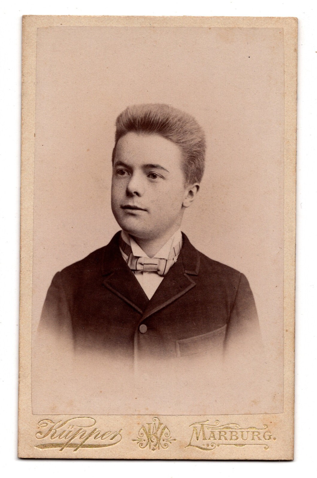 Antique CDV Circa 1893 Kupper Handsome Young Man Stuhlfauth Marburg Germany