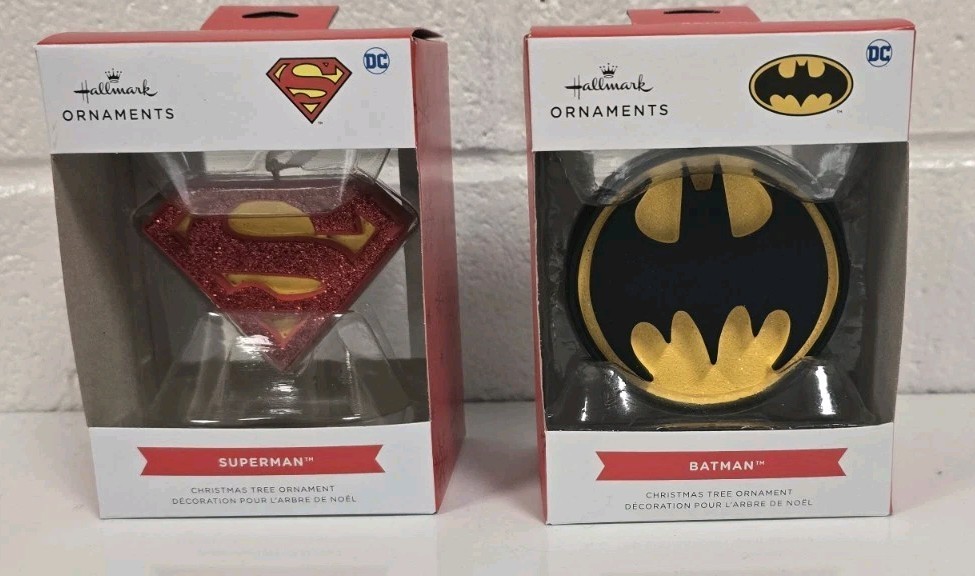 Batman Symbol And Superman Hallmark Christmas/Holiday Christmas Tree ornaments 