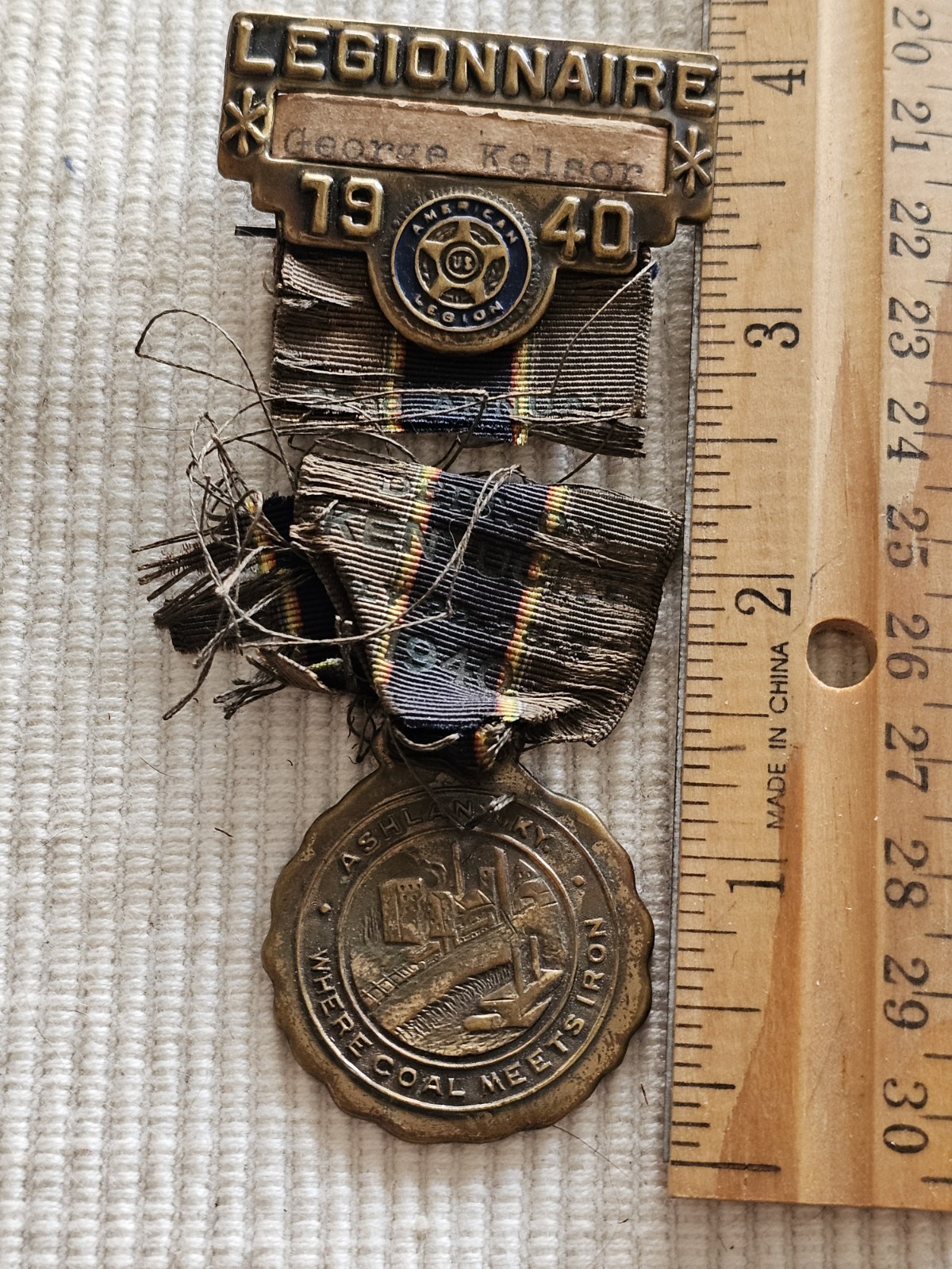 1940 WWII US Army WWI Service American Legion Kentucky Named Medal L@@K