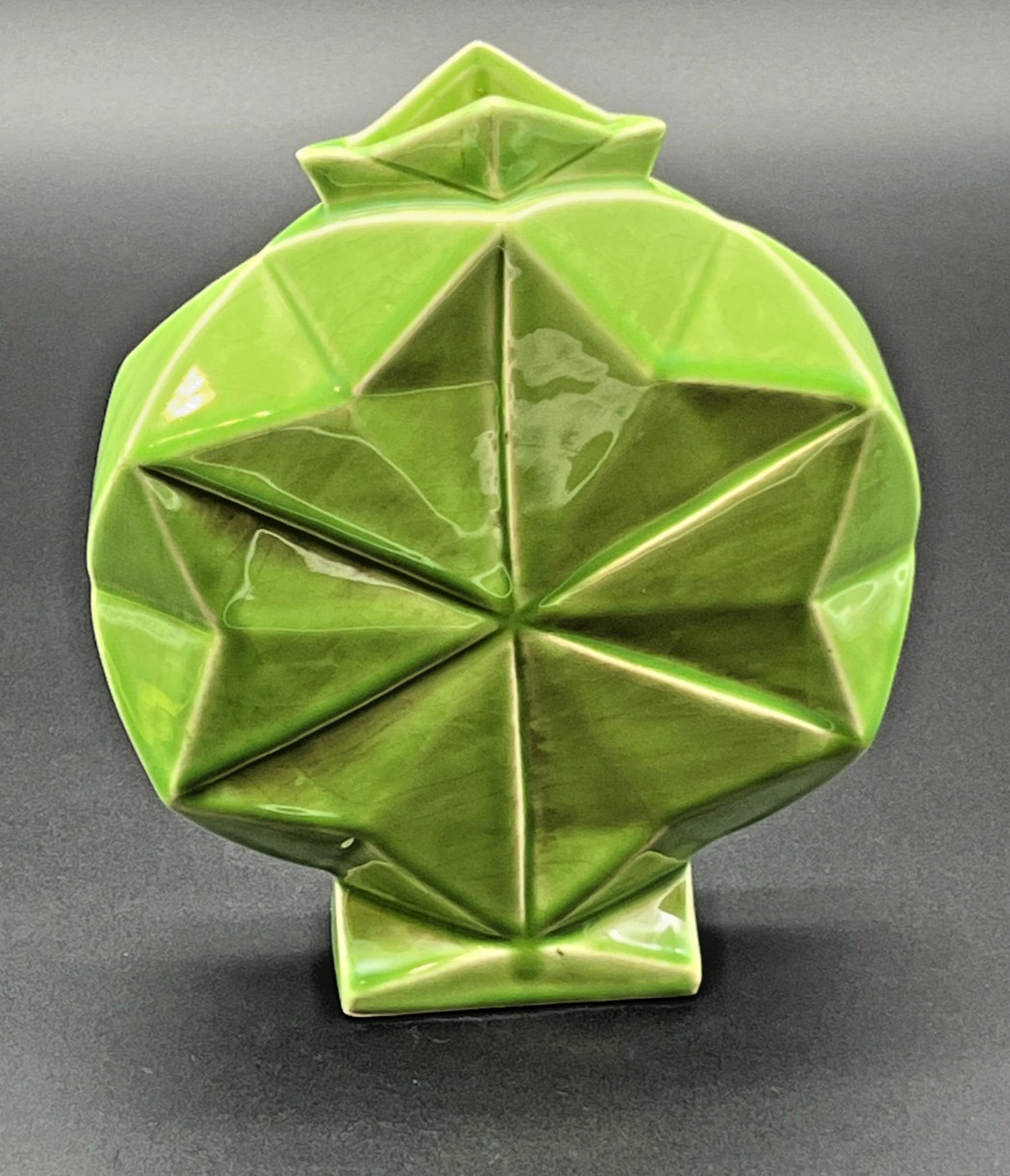 Vintage Geometric Art Deco Rare Unique Green Ceramic Vase Honeycomb ES Keramik?