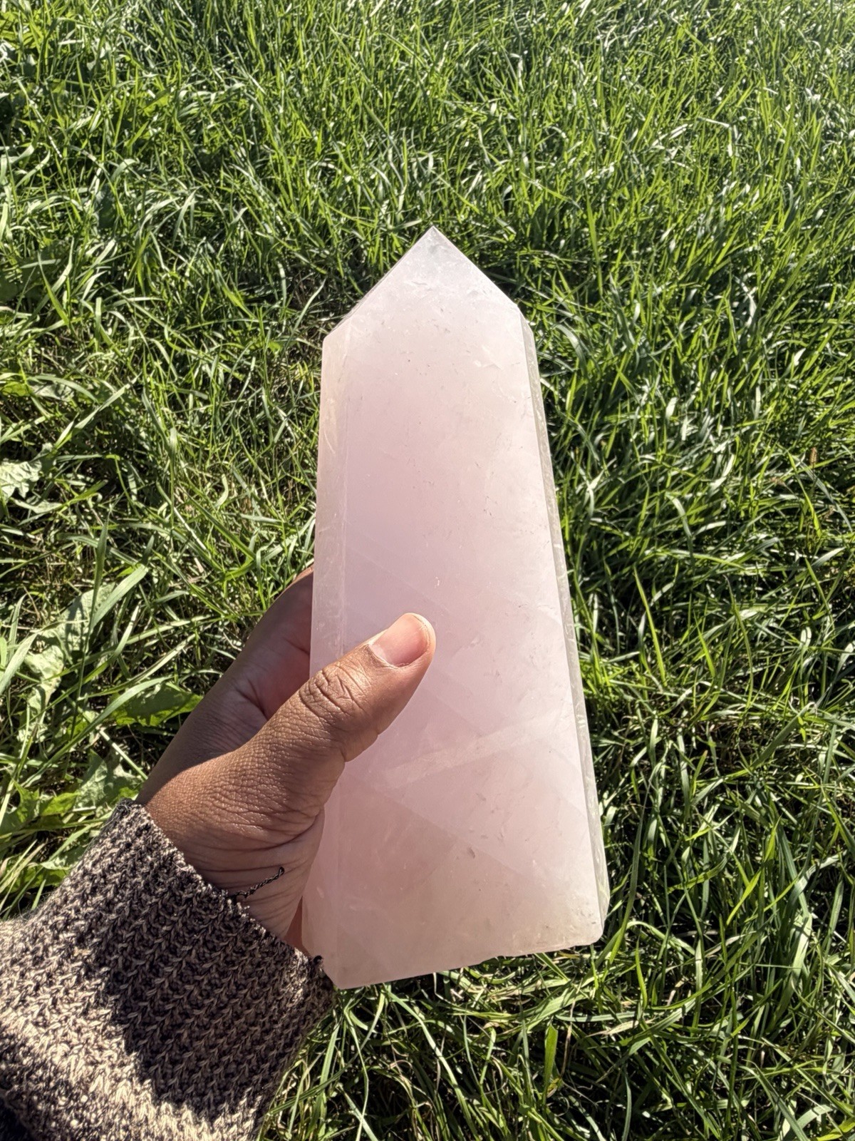 Large Rose Quartz Crystal Obelisk Tower Wand 3.5 LBS