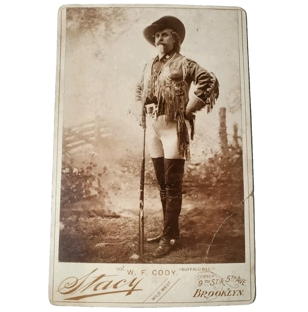 Original 1890's William Buffalo Bill Cody Cabinet Card Wild West Souvenir Photo