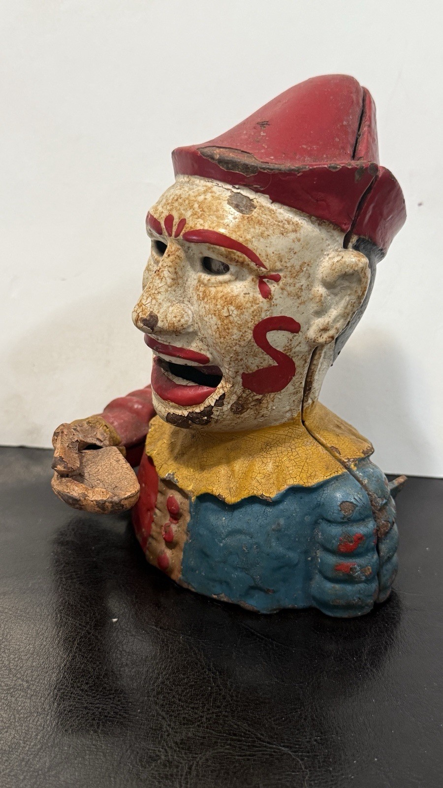 Antique Shepard 1884 Humpty Dumpty Clown Mechanical Bank Shepard Hardware Works