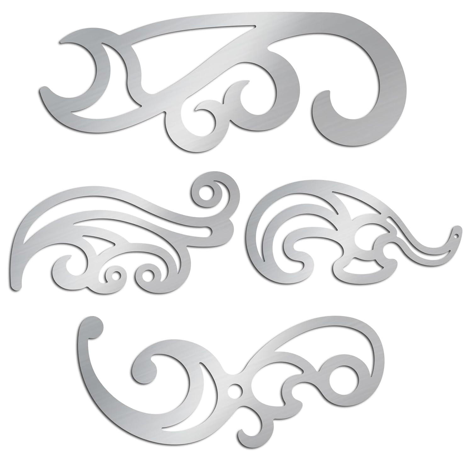 ORIGACH 4 Pcs Stainless Steel French Curve Ruler Metal Drafting Stencils