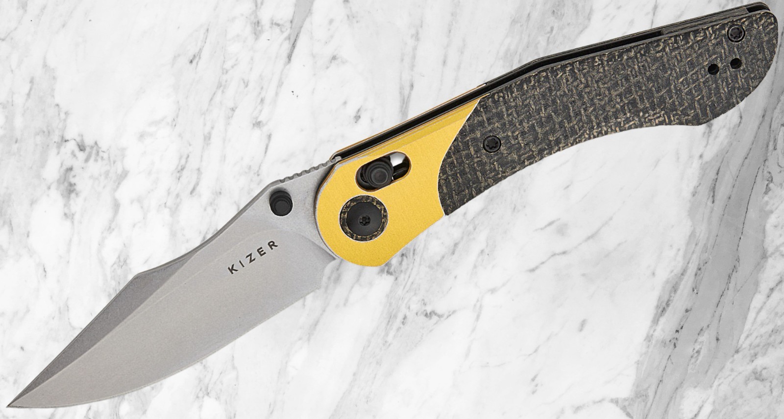 KIZER MINI MYSTIC FOLDING KNIFE CLUTCH LOCK NITRO-V STAINLESS MICARTA V3636A2
