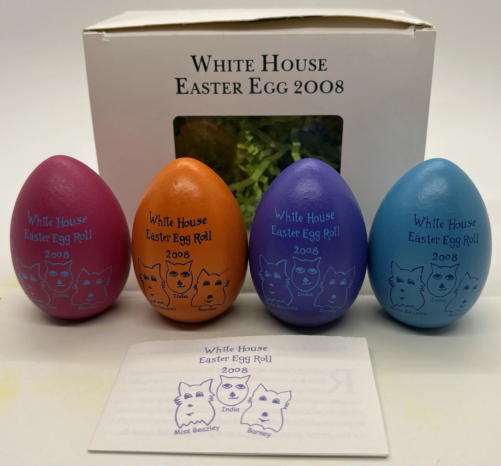 2008 Commemorative White House Easter Eggs George Bush Set Of 4 W/ Original Box