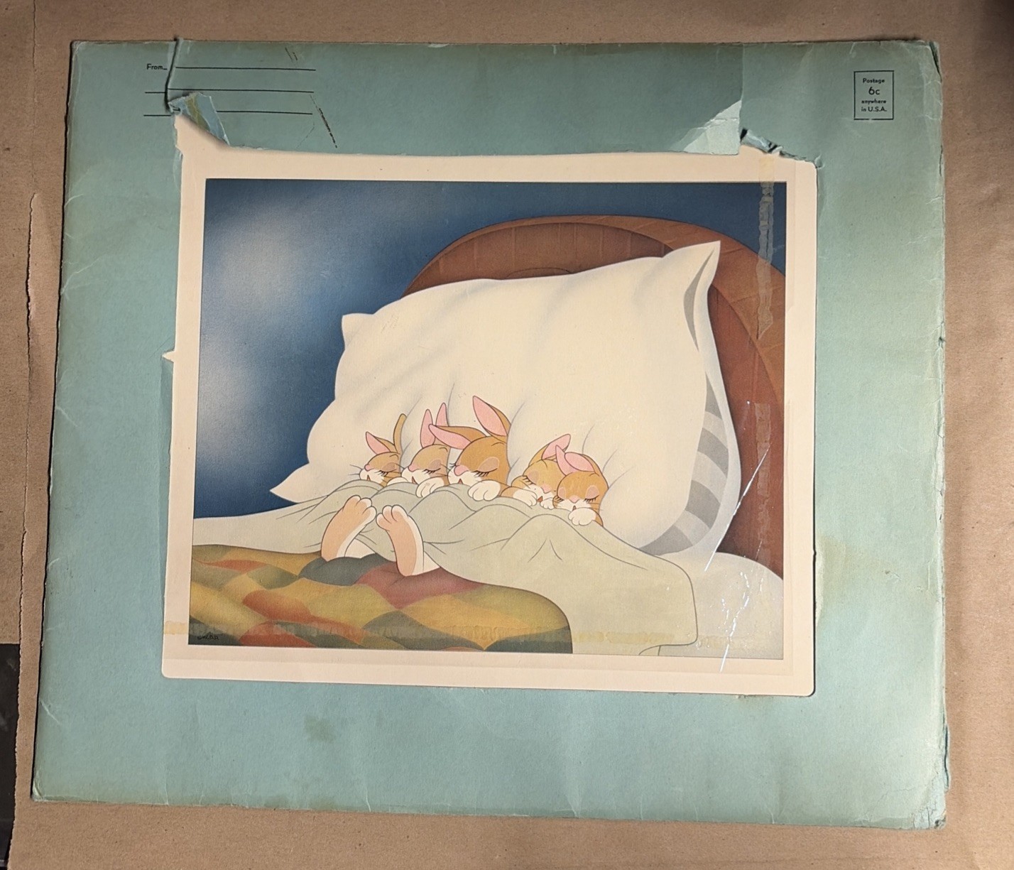 Disney Bambi Bunnies In Bed No.7 Original Lithograph + Additional Prints